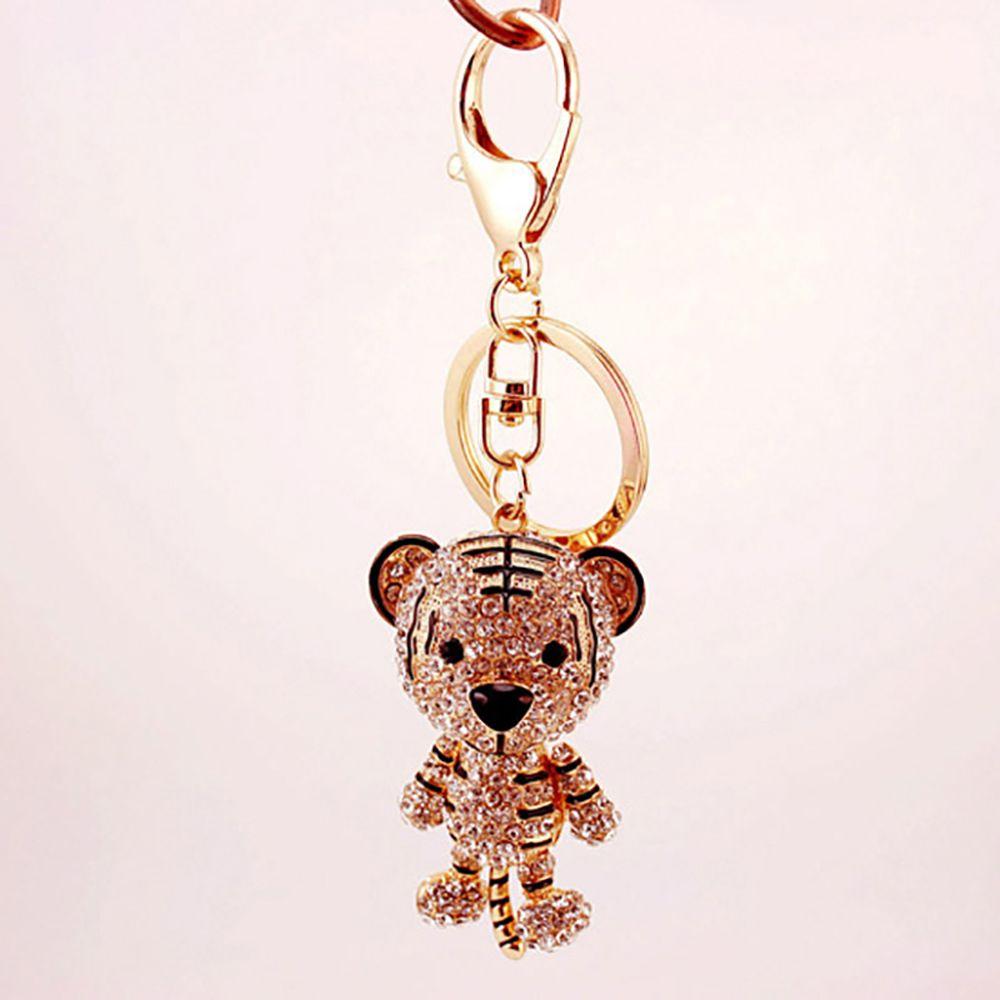 Couple Gifts DIY Trinkets Car Keychain Metal Rhinestone Keychain Tiger Key Chain Tiger Key Ring