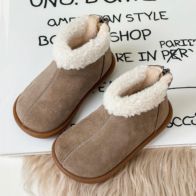 Girls boots Winter children's short boots Frosted leather boots Fashion velvet baby boots Two cotton boots