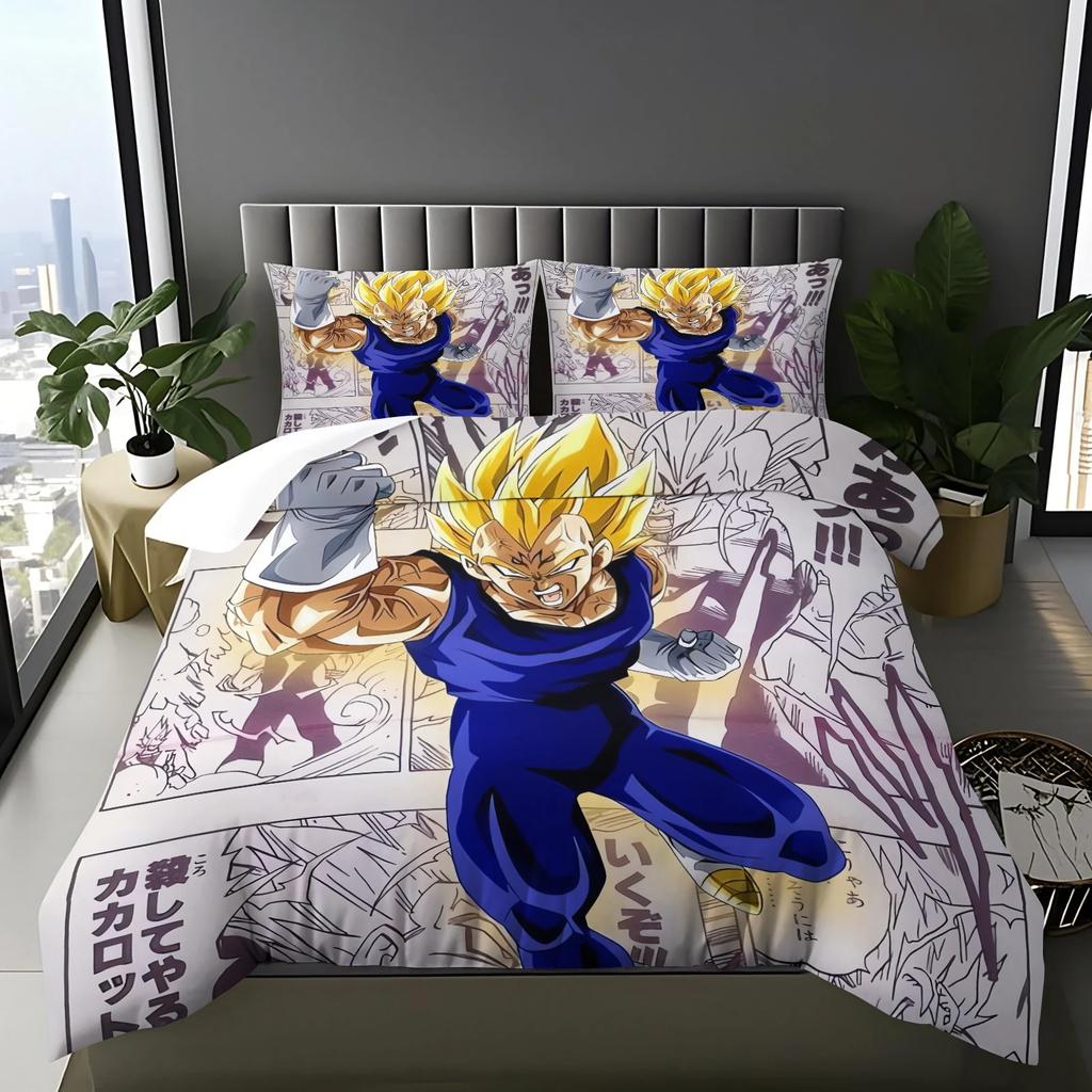 Literie Anime D-Dragon-Ball Housse de Couette et Taie d'Oreiller Décoration Parfaite pour Chambre d'Adolescent, 1-2 Pièces Taies d'Oreiller/Ensembles