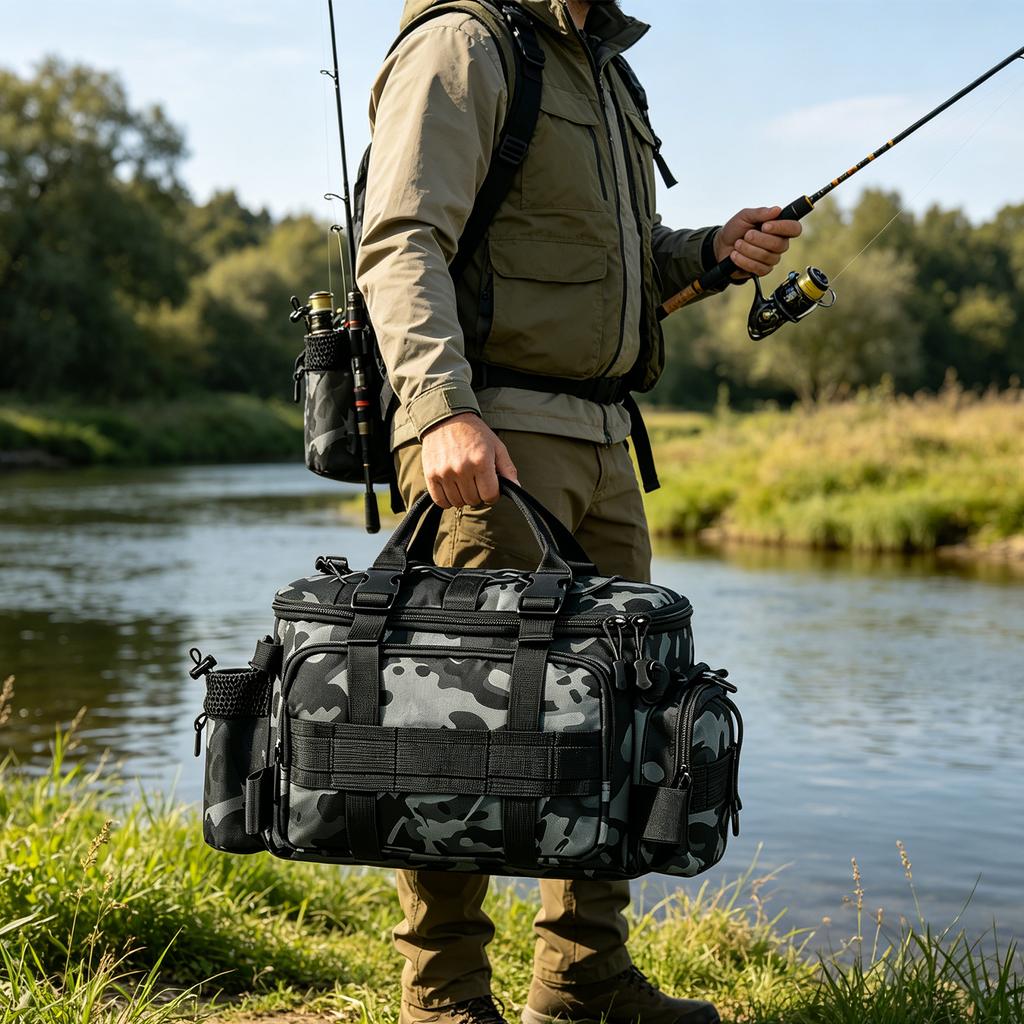 Fishing Tackle Bag Water- Saltwater & Freshwater Fishing Bags Gear Storage Bags for Camping Hunting Hiking and Travel