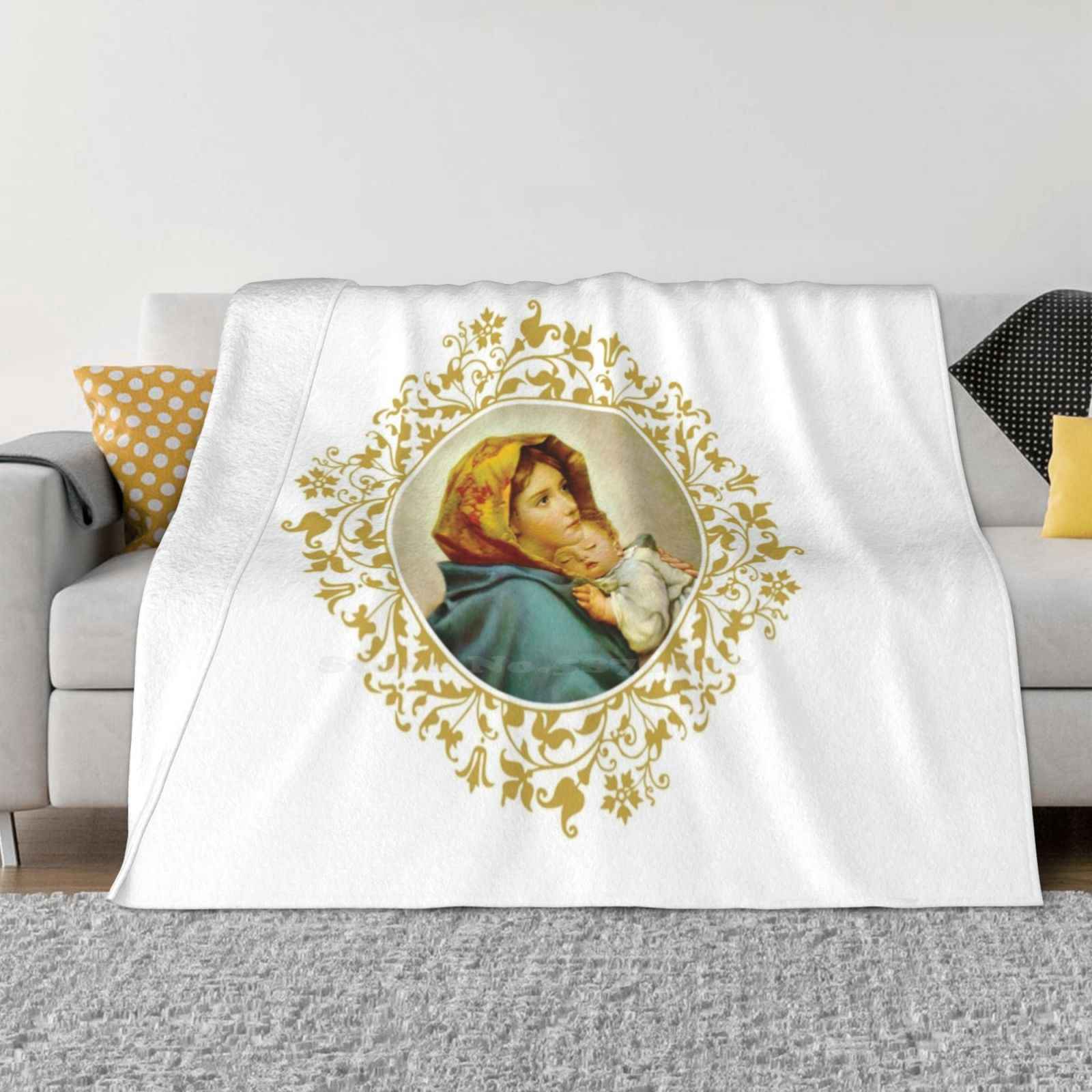 Virgin Mary With Jesus Child New Arrival Fashion Leisure Warm Flannel Blanket Virgin Mary And Child Religious Jesus Religion 30x40in