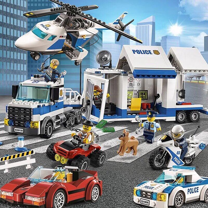Stazione di Polizia SWAT Edificio Militare Blocchi da Costruzione Modello Città Set Auto della Polizia Figure Poliziotto Barca Giocattolo in Mattoncini DIY per Bambini Ragazzi Regalo