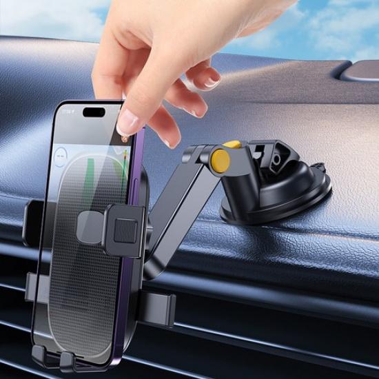 Adjustable Vehicle Phone Holder with Suction Cup and Silicone Protection