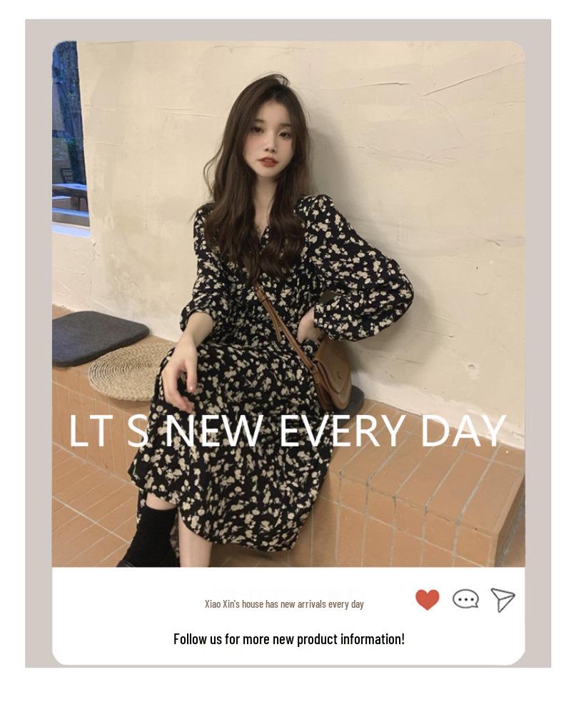 2022 Autumn French Long Floral Dress - Kids' Spring/Autumn