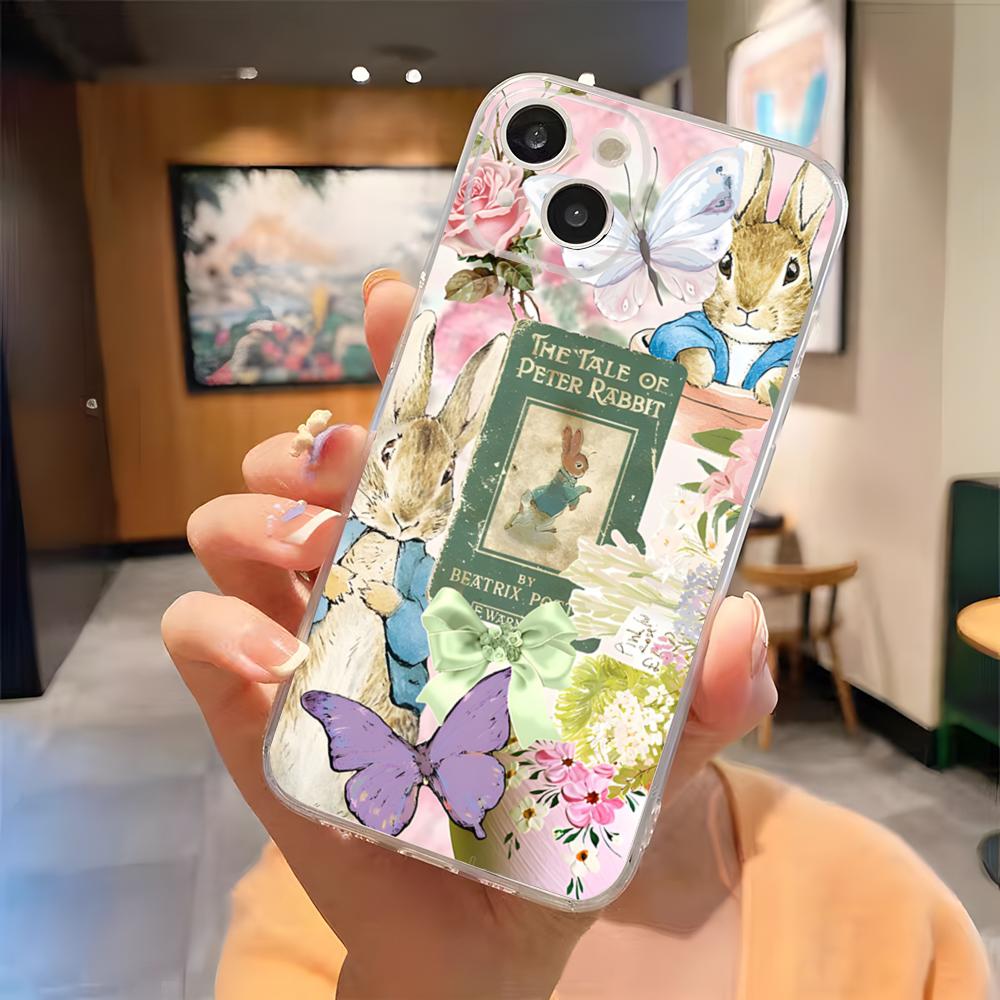 

Cute P-Peter Rabbits Phone Case For IPhone 15 Pro Max 16 Pro Max 14 13 11 12 Mini Xs X Xr 7 8 Plus Se Transparent Cover iPhone 16