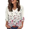 Women's Fashionable And Casual Floral V-neck Top