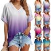 Women's Fashion Casual Everyday Versatile Gradient Print Slim-Fit Summer Short-Sleeve Top