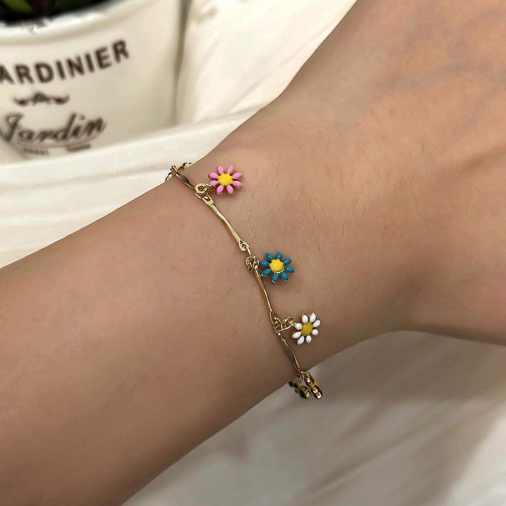 Süßes Gänseblümchen Armband Mode Persönlichkeit Minimalistisch Ästhetisch Blumen Anhänger Armband Für Frauen Hochzeitsfeier Zirkon Geschenk