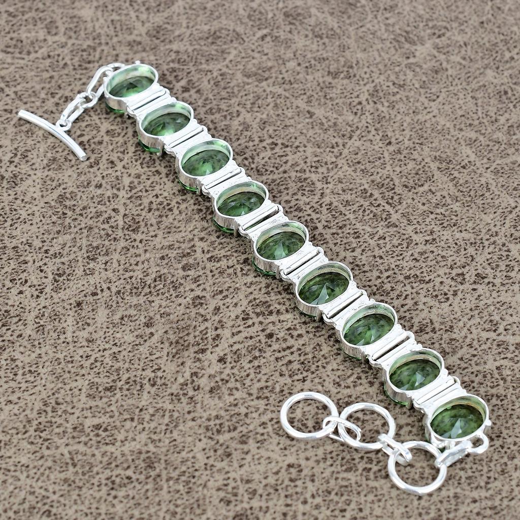 Tsavorite Gemstone Handmade 925 Sterling Silver Bracelet 7-8" KKG-151