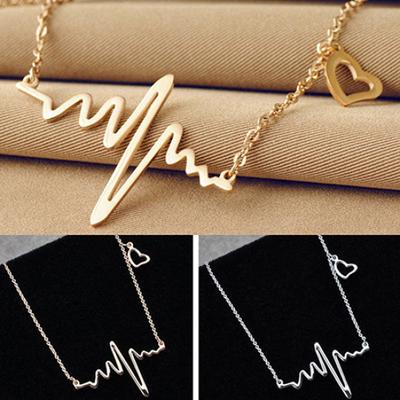 Women's Heart Beat Pendant Chain Choker Collar Bib Jewelry Clavicle Necklace
