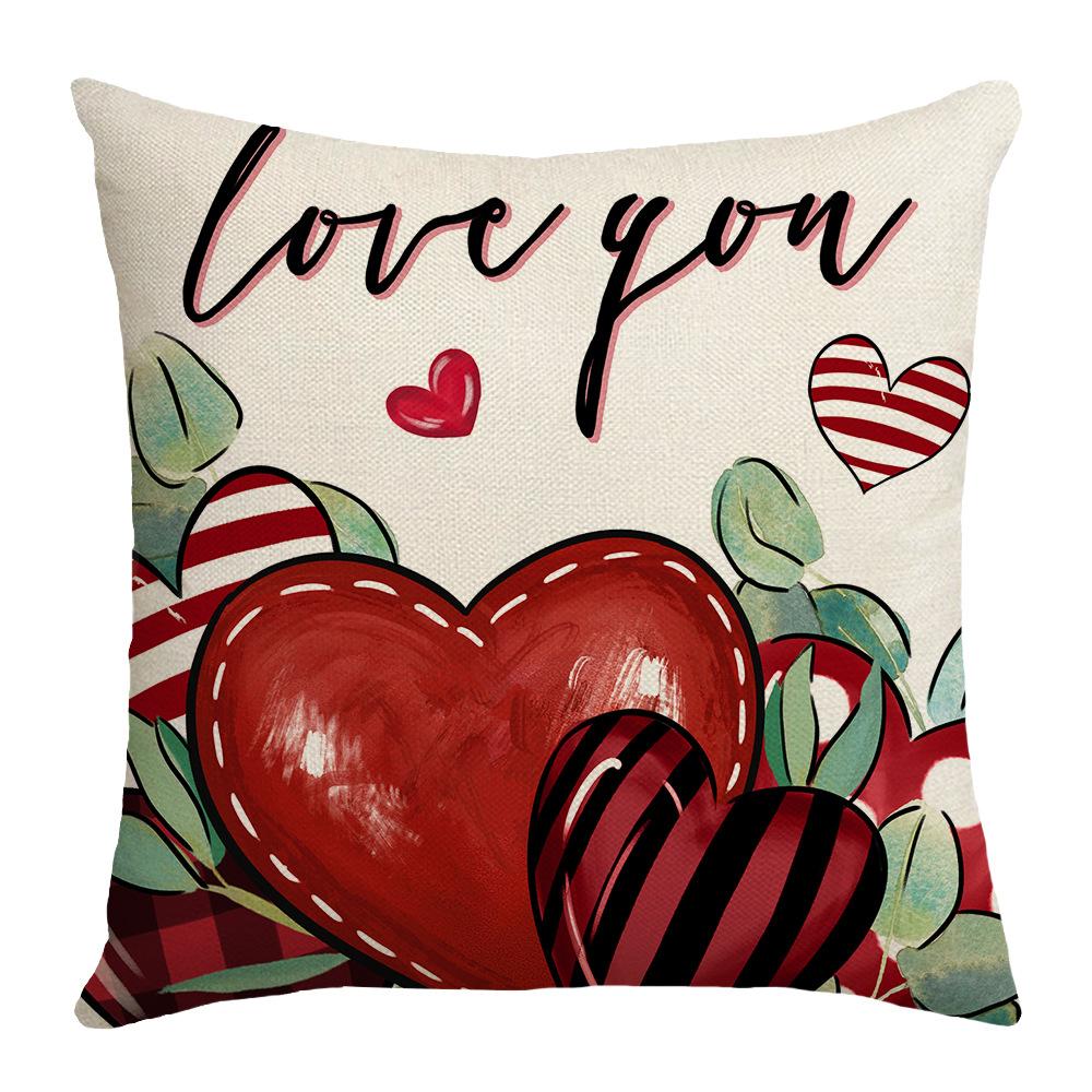 

New Valentine s Day Creative Printed Linen Cushion Date Party Decorative Cushion Cover Home Sofa Cushion 45 * 45Cm (without pillow core)