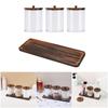 Round Cosmetic Organizers With Natural Wooden Top Transparent Bathroom Storage Container with Wooden Tray