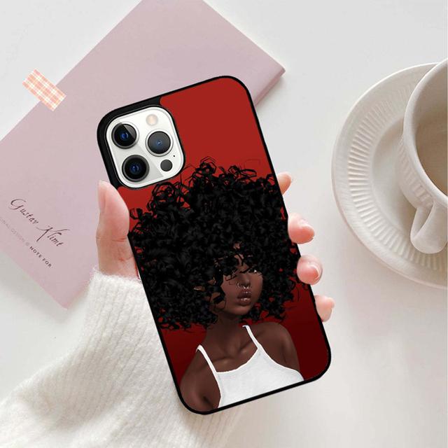 Afro Black Girl Phone Case Back Cover for iPhone 17 Air 16 15 14 13 11 12 Pro Max Plus Shell Coque