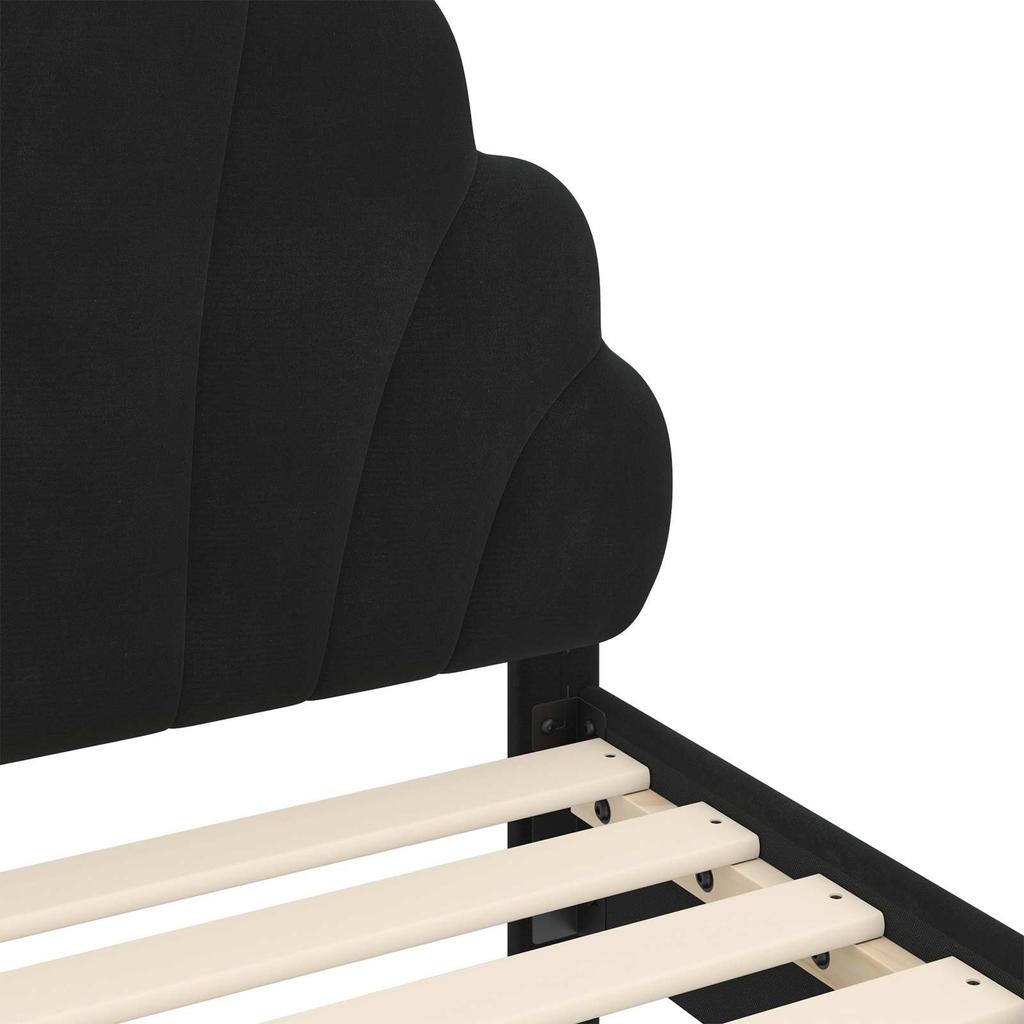 Kids Bed Frame with Headboard Black 70 x 140 cm Velvet