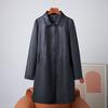 Cappotto Donna di Media Lunghezza in Ecopelle con Collo a Tacche Vestibilità Larga Capospalla Chic da Ufficio
