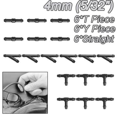 X18 Windscreen Washer Joiner Pipe Connector Adapter T Piece Straight 3 Way Y Piece Wiper Water Pump Hose Repair Tubing Barbed