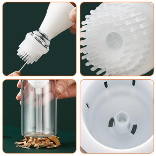 GIZMAC 2-in-1 Glass Oil Bottle, Soy Sauce Bottle, Vinegar Bottle, Oil Dispenser, Silicone Brush Head, Graduated Oil Pot, 135ml/150ml, Transparent, Dus