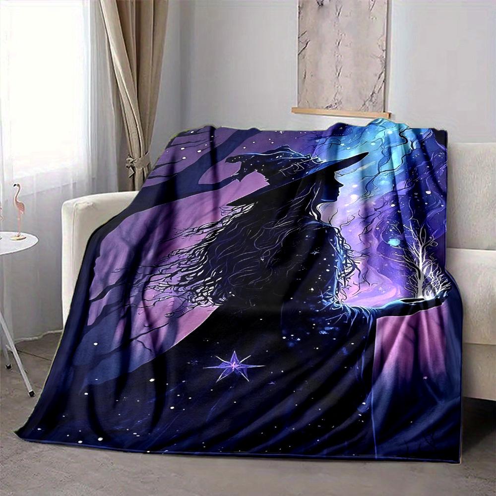 

1pc Witchcraft Fantasy Print Blanket Lightweight Flannel Throw Blanket For Sofa, Bed, Living Room, Office, Outdoor Travel, Camping 80cmx120cm