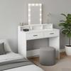 White Makeup Table with Storage 100 X 41 X 140 Cm Engineered Wood