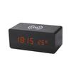 Smart Wooden Desk Clock with Wireless Charging, LED Display, Voice Control, and Silent Alarm