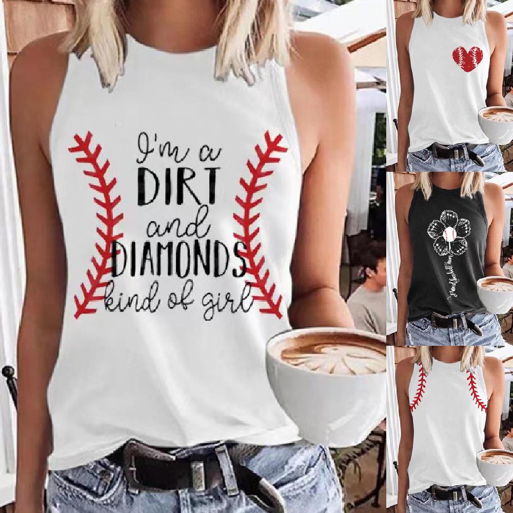 

Футболка без рукавов для бейсбола Mom Letter Print из Европы и Америки 2022 года 3XL