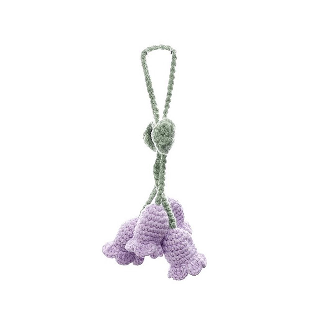 Lovely Handmade Knitted Bell Orchid Keychain for Women Girls Romantic Flower Pendant Handbag Ornament Car Accessories Gifts
