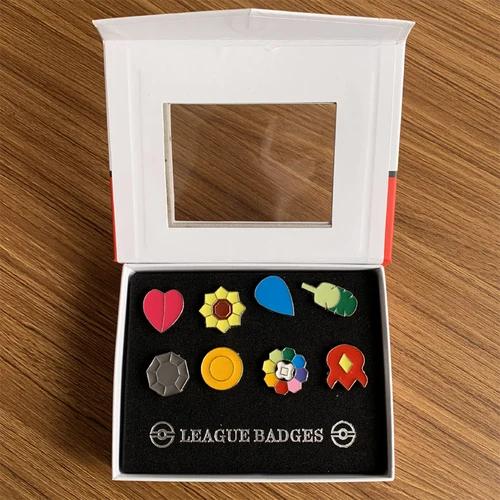 Pokemon League GYM Badge Anime Figures Pocket Monster King of Heaven Gymnasium Metal Badge Pikachu Mew-two Toys for Kid Children