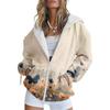 Womens Oversized Hooded Zip-Up Sweatshirt With 3D Printed Winter Casual Loose Fit