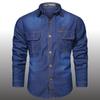 Spring Men Outdoor Multi-pocket Denim Tooling Shirts Man Long-sleeved Denim Shirts Quality Male Cotton Casual Jeans Shirts