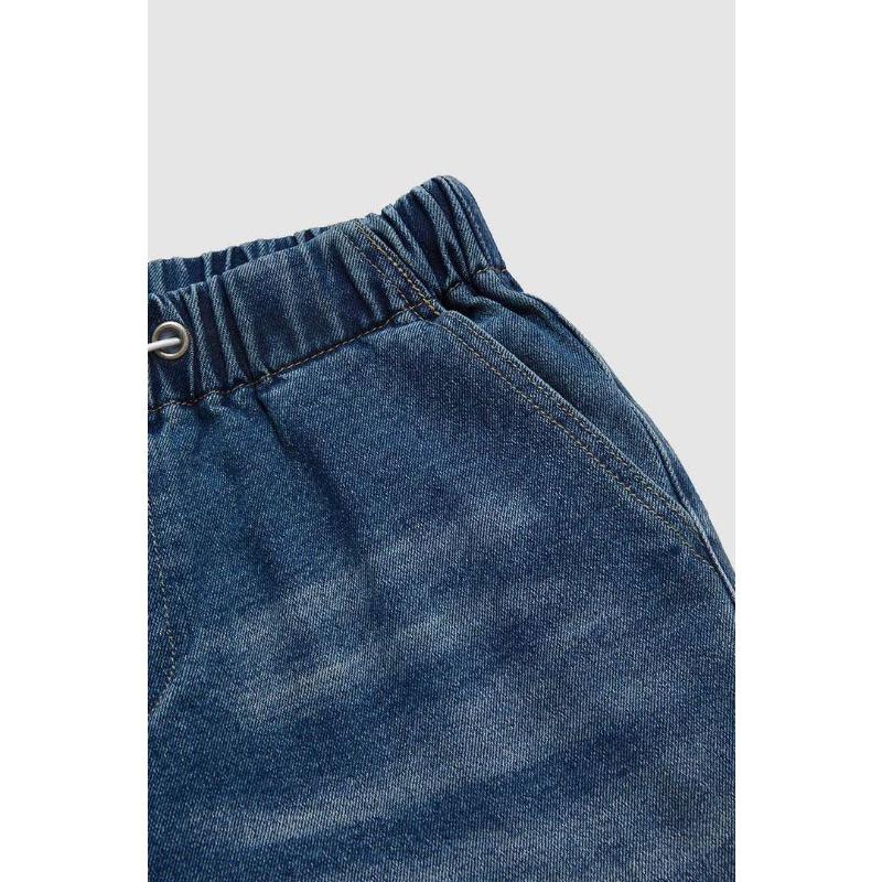 Damen Frühling Neue Mid-Waist Weitbein Kordelzug Locker Jeans Street Retro Gerade Hose