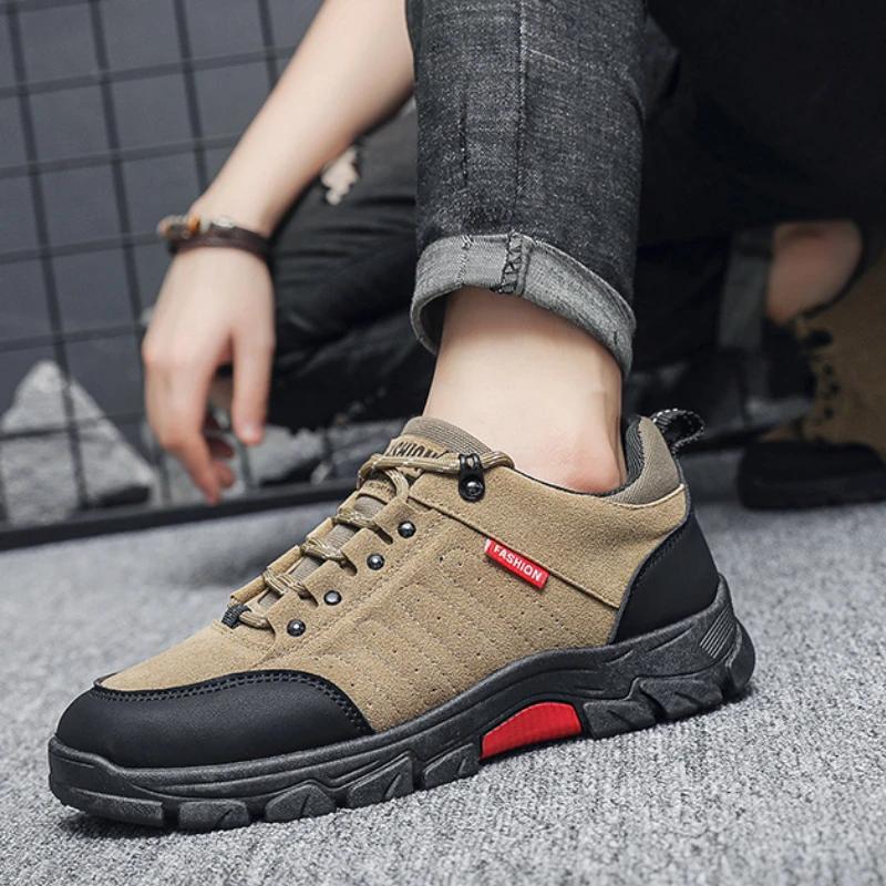 Outdoor Hiking Shoes for Men High Quality Non Slip Men's Trekking Shoes Comfort Waterproof Working Shoes Thick Sole Men Sneakers