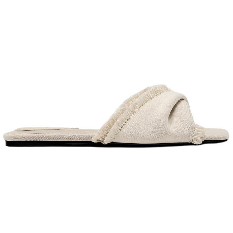 Zara Elegant Slip-On Anti-Fray Slide Sandals 1Cm Women Footwear White 13633310719