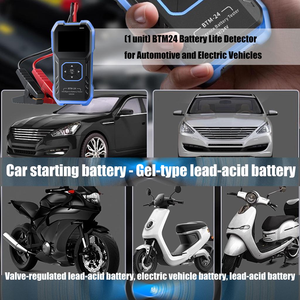 Multiple Automotive Battery Load Tester 2.4Inch Display Real Time Voltage Analysis For Car Truck Motorcycle Maintenance