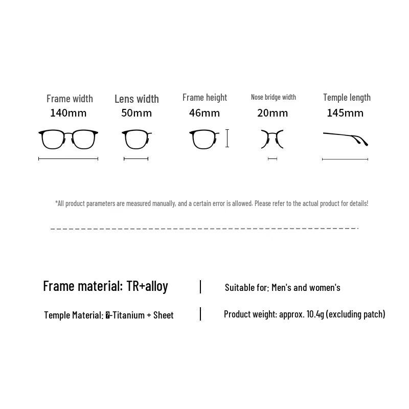 PARZIN Unisex Lightweight Titanium Fashion Myopia Glasses Frame 62027