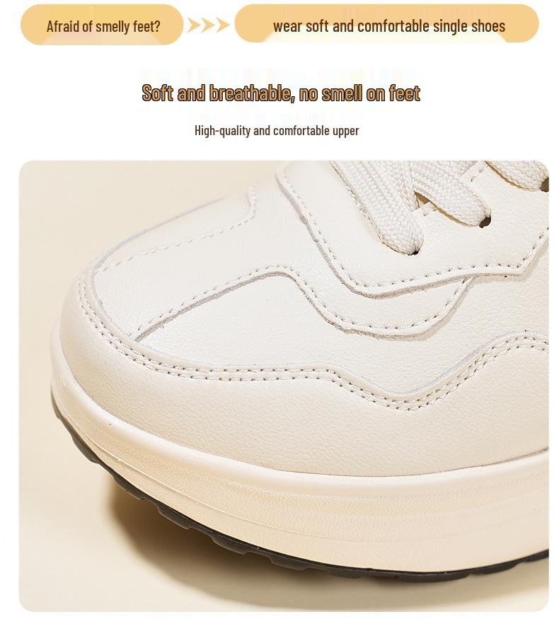 Echtes Leder Dicke Sohle Höhenvergrößernde Sneaker - Lässige Rocker Sportschuhe für Frühling und Herbst