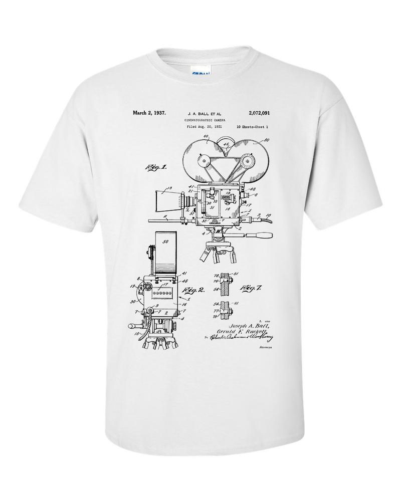 Film Camera Cinematography Movie Patent Blueprint TShirt 2XL