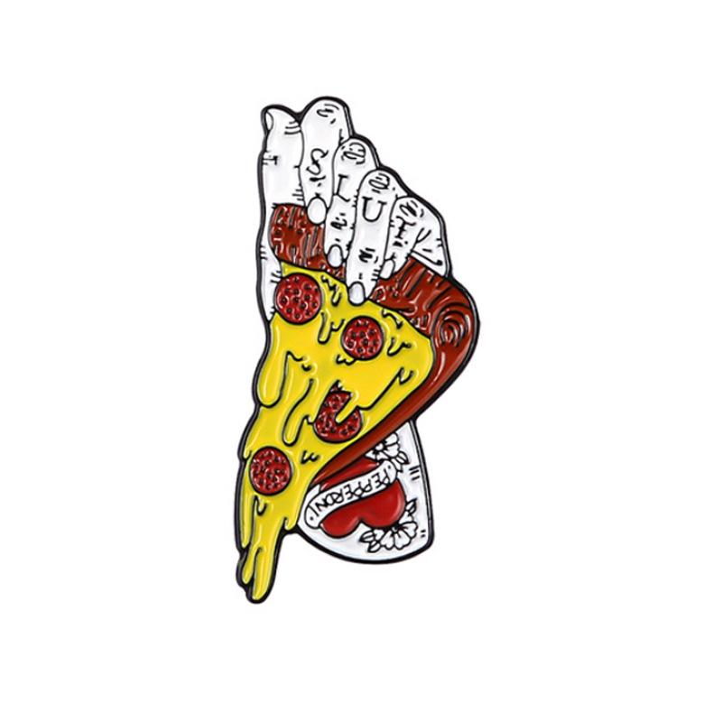 Hungry Ghost Witch Hand-Pizza Halloween Enamel Pin Ornament