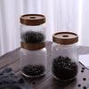 Acacia Wood Hammered Glass Coffee Bean & Tea Storage Jar