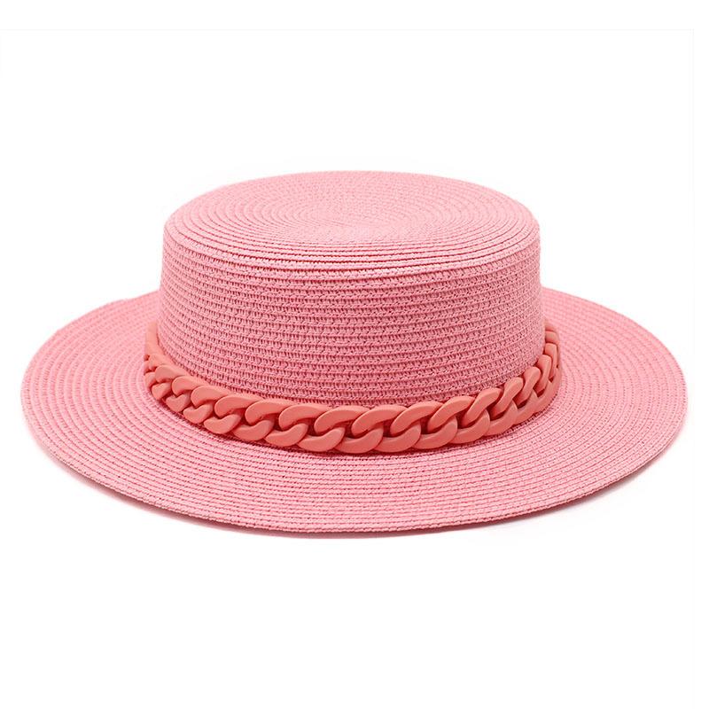

Grass Green Straw Hat Women S Summer Flat Top Top Top Hat Seaside Vacation Beach Hat Internet Celebrity Straw Hat Sun Hat M（56-58cm）