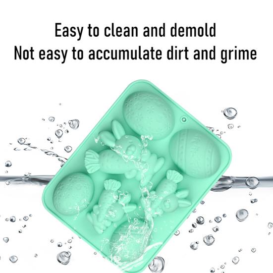 4Pcs Easter Chocolate Mold Bunny Shape Cake Mold Baking Non-Stick Silicone 6 Grids Chocolates Candies Cupcakes