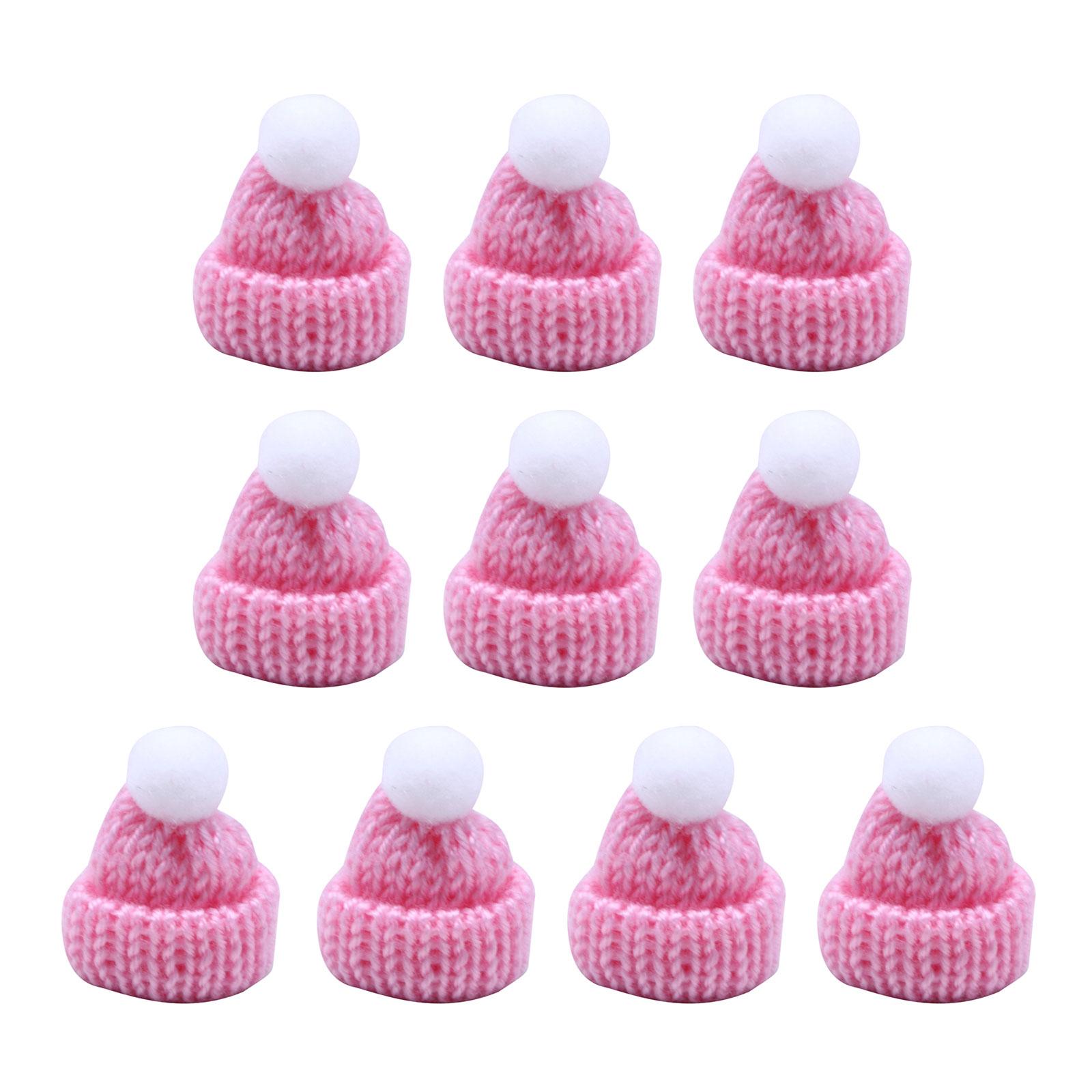 

Набір із 10 різдвяних міні-в’язаних шапок для рукоділля своїми руками та прикраси вечірок. Домашні діти. В’язані шапки своїми руками. 14