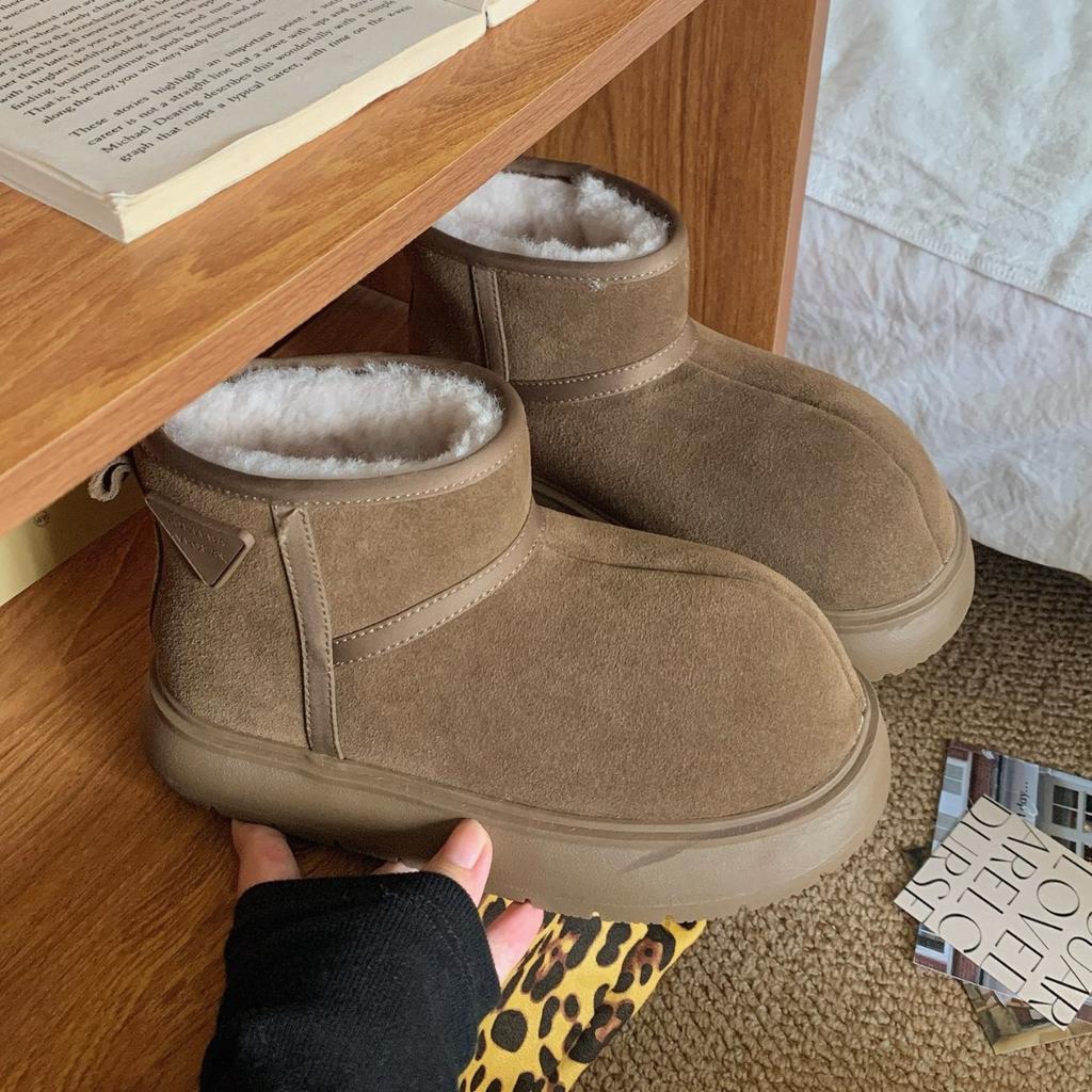 European Station 2025 Winter New Kapibara Frosted Leather Thickened Snow Cotton Boots Bread Shoes Small Women's Shoes