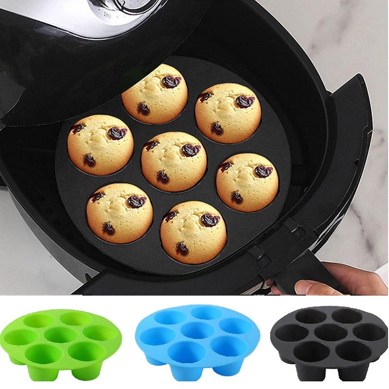 

7 даже сковорода для торта, аксессуары для фритюрницы, круглая форма для чашки для кексов, форма для выпечки в микроволновой печи, формы для выпечки, коврик для выпечки, противень для торта