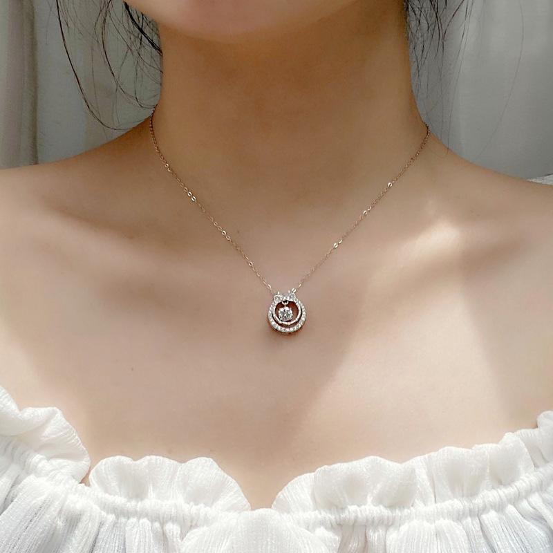 Lindon S925 Sterling Silver Moissanite Luxury Personality Pendant Necklace Women's Classic Tide Sugar Full of Wild Clavicle Chain