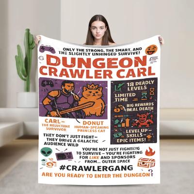 Quotes Popular Book Series Blankets Dungeon Crawler Carl Flannel Throw Blankets Bed Sofa Decoration Soft Warm Bedsprea,