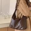 Maillard Style Women's Shoulder Bag Large Capacity Retro Crossbody Bag Simple PU Leather Female Tote Handbag Underarm Bag
