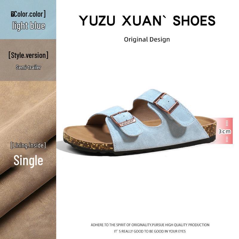 Cowhide Leather Two-Strap Birkenstock Sandals with 3cm Thick Sole - 2026 New Style