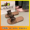 Outdoor bathroom shoes fashion bow beach flats cool slippers women's soft sole bath non-slip 2025 summer new