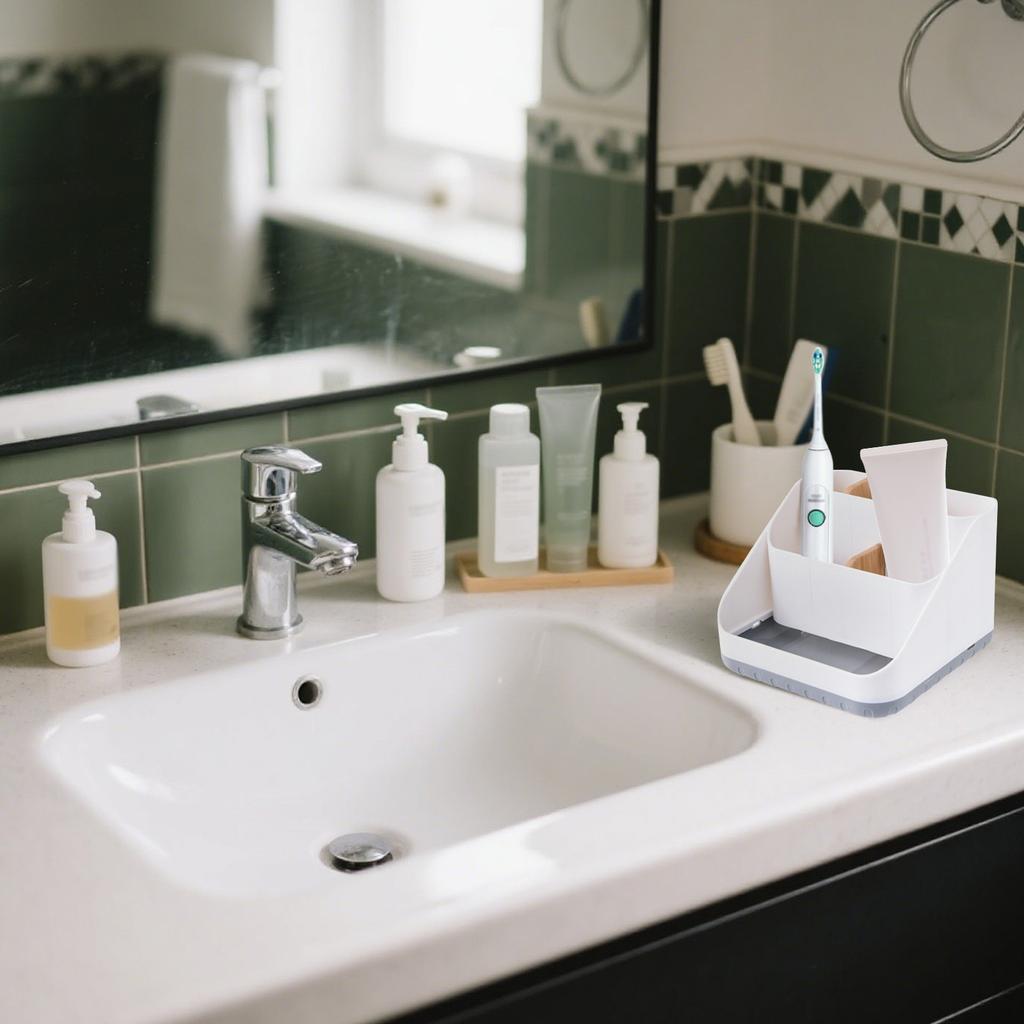 Six- Toothbrush Box Desktop Classification And Organization Multi-functional Storage Box Large Capacity Bathroom Toothbrush Holder Soap Box