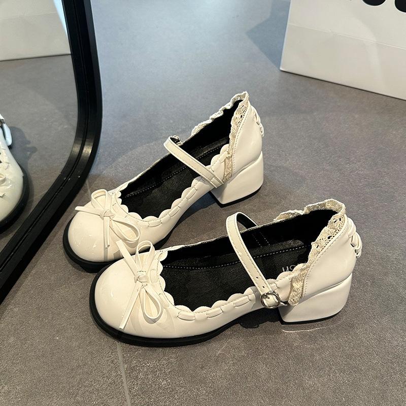 French Bow Jk Mary Jane Shoes Women's 2025 New Summer Versatile Small Height Increase Light Mouth High Heel Single Shoes